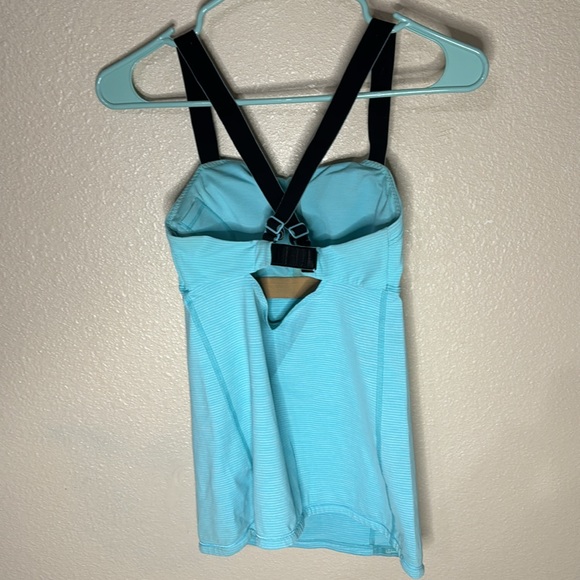 Lululemon Blue, Adjustable Strap, Cross-back Striped Athletic Tank - Picture 3 of 7